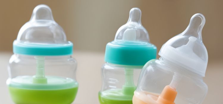 Various types of baby bottle nipples to help reduce clicking sounds during feeding